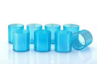 EMBICON (Pack of 8) Smart Buy 100% Unbreakable Triangle Pattern Water,Juice,BeerBlue,8 pcs) Glass Set Water/Juice Glass