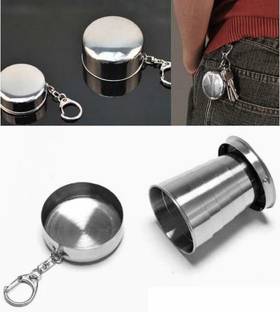 NH WORLD Portable Folding Stainless Steel Travel Camping Water Mug Cup Glass Glass Shot Glass