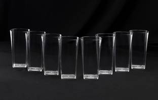 Sentricus (Pack of 8) SQUARE Shape Plastic UNBREAKABLE Water Glasses Set of 8 Glass Set Water/Juice Glass