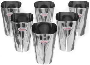 जैगरी Stainless Steel Drinking Serving Water/Milk/Juice (Square Glasses, Pack Of 6) ग्लास सेट