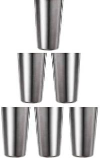ESS KAY (Pack of 6) Set of six plain stainless steel glasses exremely high quality Glass Set Water/Juice Glass