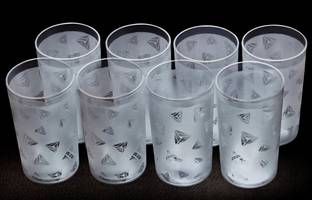 BELLERBIRD (Pack of 8) Diamond Design Drinking Glass Set Water/Juice Glass