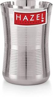 HAZEL Stainless Steel Damru Shape Jumbo Water Lassi Glass Water/Juice Glass