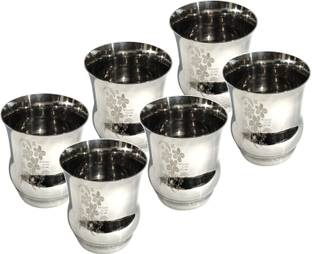 Rishabh Gold (Pack of 6) Glass Matka 300ml 6pc Glass Set Water/Juice Glass