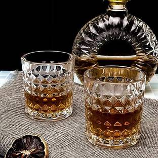 KEITSI (Pack of 2) Premium Diamond Whiskey Glass Set Glass Set Whisky Glass