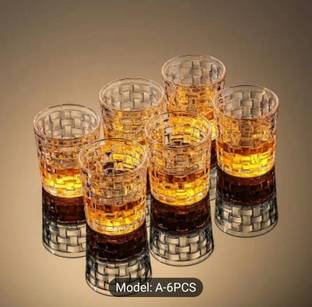 BMV (Pack of 6) Premium Quality Unbreakable Brick Design Drinking Glass Set Glass Set Water/Juice Glass