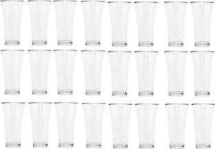 Everbuy (Pack of 24) Dishwasher Safe Unbreakable Break Resistant Opilsner Frosted Drinking Glasses - Polycarbonate Material, 300 ml (24 Piece Set)Transparent (MADE IN INDIA ) Glass Set Water/Juice Glass