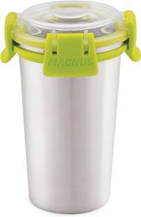 Magnus Stainless Steel Matte Finish Glass with Lid(Leakproof) for (Office/Picnic) Glass Water/Juice Glass