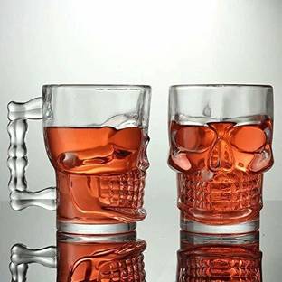 MOOZICO Glass Beer - 2 Pieces, Transparent, 540ml Glass Beer (540 ml, Pack of 2) Glass Beer Mug