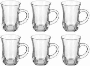 Namaste Kitchen (Pack of 6) Pack of 6 Glass Glass Clear Crown Tea Mug & Coffee Mug (Clear) (Clear) Glass Set Water/Juice Glass