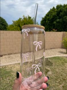 Tiny Treasure PINK BOW Glass Water/Juice Glass