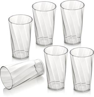 Sedulous (Pack of 6) Plastic Twisted Pattern Glass Set Water/Juice Glass