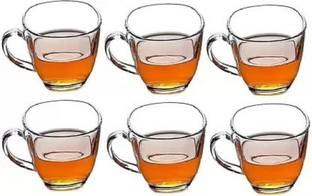 SMILERY (Pack of 6) Glass Tea & Coffee Cup Set, Glass Set Water/Juice Glass