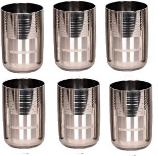 akashmetal (Pack of 6) amrapali deep Glass Set Water/Juice Glass
