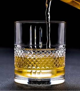 MDNSHO (Pack of 2) Original Crystal Square Whiskey Glass Set of 2 - Clear 300 Ml Heavy Base Rocks Barware Glasses Diamond Glass for Scotch, Bourbon and Cocktail Drinks for Wine, Whiskey, Beer, Party Glass Glass Set Whisky Glass