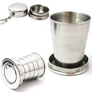 RENESMEE Stainless Steel Folding Cup with Lid Expandable Portable Glass Water/Juice Glass Glass Water/Juice Glass