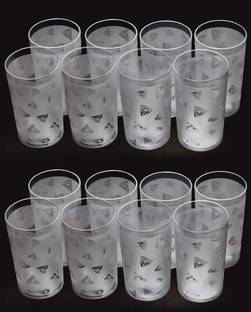 BELLERBIRD (Pack of 16) Premium quality prisam with diamond design Unbreakable Stylish Transparent Glass Set Water/Juice Glass