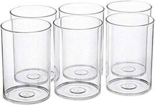 Wrodss (Pack of 6) Transparent Nice Look Fiber Plastic Glass Glass Set (300 ml,) Glass Set Water/Juice Glass