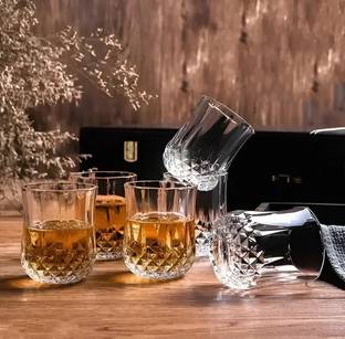 Repo (Pack of 6) Fancy & Diamond Cutting Barware, Water/Juice Glass Set Whisky Glass