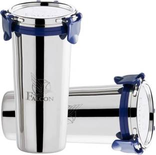 FALCON (Pack of 2) Stainless Steel Eco Nxt Tumbler Comes with Steel Lid (You&Me_520ml_Set2) Glass Set Water/Juice Glass
