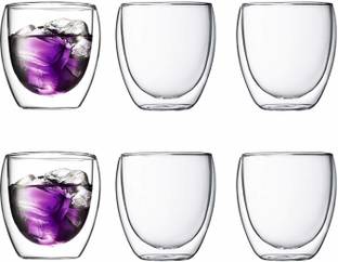 Baskety (Pack of 6) Double Wall Coffee Mug, 250ml Pack of 6 i02 Glass Set Water/Juice Glass