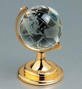 ViaZAID Crystal Rotating Globe with Golden Stand,Educational World Globe for Table Decor Office Desk Globe Nautical Showpiece for Good Luck Success and Prosperity Gift Item World Globe