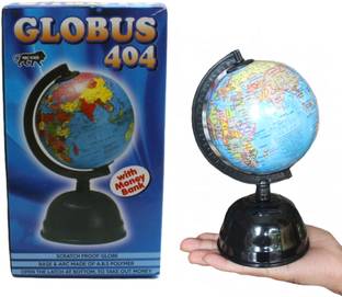 neoinsta shopping Small world globe with money bank plastic base 6.4x3.6 inch 1.8 inch diameter table physical World Globe