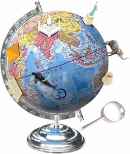 GlobeDaddy 8 Inches Dia Rotating World Globe With Metal Chrome Plated Arc and Base Globe Educational & Table Globe World Map World Globe