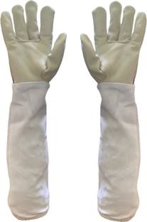 RAHBAN Beekeeping Protective Gloves-Breathable Fabric Leather Gloves with Elastic cuffs Garden Tool Kit