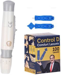Control D Adjustable Lancing Device Kit with Ejection Button + 100 Gamma Steriled Lancets Glucometer Lancets