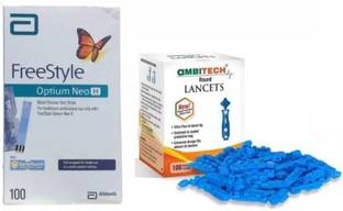 Wellstar NEO H 100 Test Strip and ambitech Glucometer Lancets