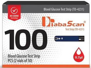 DIABASCAN Glucose Test Strips (Pack of 50 x 2) 100 Glucometer Strips