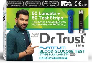 Dr Trust USA Blood Glucose Test Kit, Compatible with 9002 Model, 50 Lancets with 50 Glucometer Strips