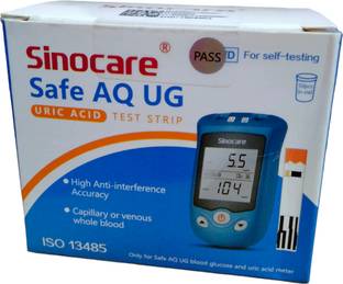 Sinocare URIC ACID STRIP ONLY FOR SAFE AQ UG BLOOD GLUCOSE AND URIC ACID METER 50 Glucometer Strips