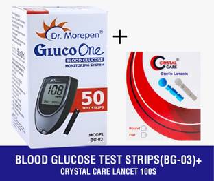 Dr. Morepen BG 03 Blood Glucose Test Strip with 100 Lancets 50 Glucometer Strips