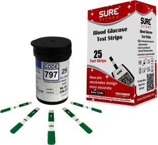 NISCOMED Sure screen Sugar Test Strips 25 | Accurate & Fast Results (Only Strips) | 25 Glucometer Strips