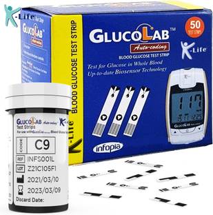 K-life Glucolab Glucose Sugar Testing 50 Glucometer Strips