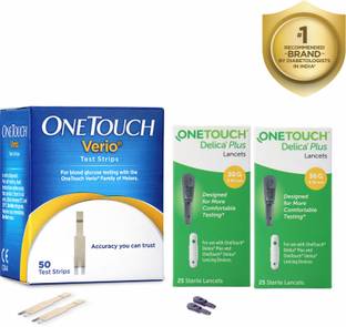 OneTouch 50 With 2 * 25 Delica Plus Lancets 50 Glucometer Strips