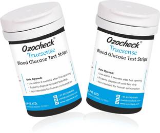 Ozocheck Truesense Blood Sugar Testing Strips Pack of 2, 100 Glucometer Strips