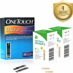 OneTouch Ultra Test Strips 50s Pack + 2 * 25's Lancets 50 Glucometer Strips