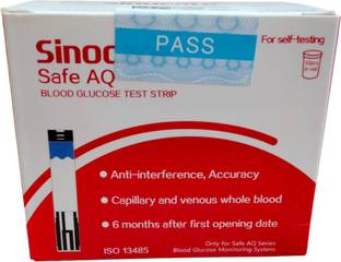 Sinocare Safe AQ Pack Of (2*50Strips) 100 Glucometer Strips