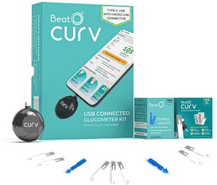 BeatO CURV Smartphone | Sugar Test Machine with 50 Strips & 50 Lancets Glucometer