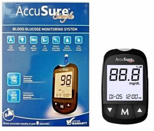 AccuSure Glucometer Machine Comes with 25 Test Strips & 10 Lancet Glucometer