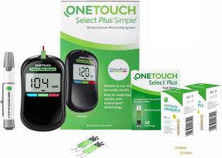 OneTouch Select Plus Glucometer with 50 strips with 50 lancets Glucometer