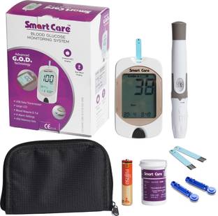 Smart Care TD 4116 Blood Glucose Monitor-Large LCD Display, 450 Memory Sets, 4 Alarms Glucometer