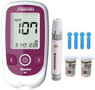 STANDARD Mentor Digital Blood Glucose Meter with 50 Strips, Round Lancet, Lancing Device Glucometer