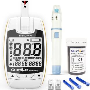 K-life Glucolab Fully Automatic Blood Glucose Check Sugar Testing Machine 100 Strips Glucometer