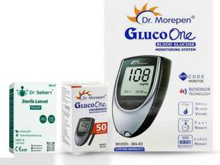Dr. Morepen Glucometer and 50 Strips , Dr Seibert Sterile 100 Lancets combo pack Glucometer