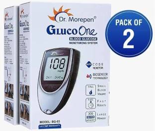 Dr. Morepen GLUCO ONE Digital Blood Sugar Testing Monitor Machine (Pack of 2 without strips) Glucometer