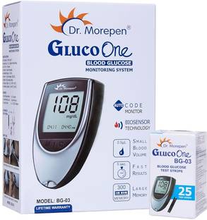 Dr. Morepen BG-03 GlucoOne Blood Glucose Monitor Glucometer with 25 Strips Glucometer